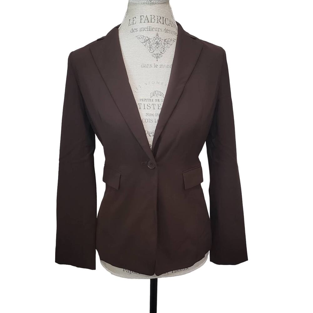 Ann Taylor Loft Solid Brown Single Button Up Long… - image 1